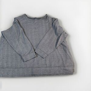 Lands' End Sweater Women's Plus Size 3X Gray Pullover Knit Herringbone‎ Striped